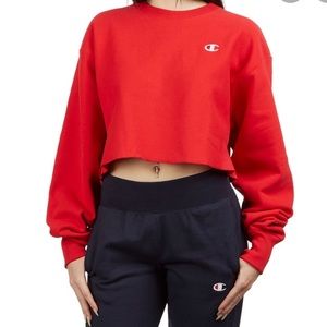 red champion crop sweatshirt